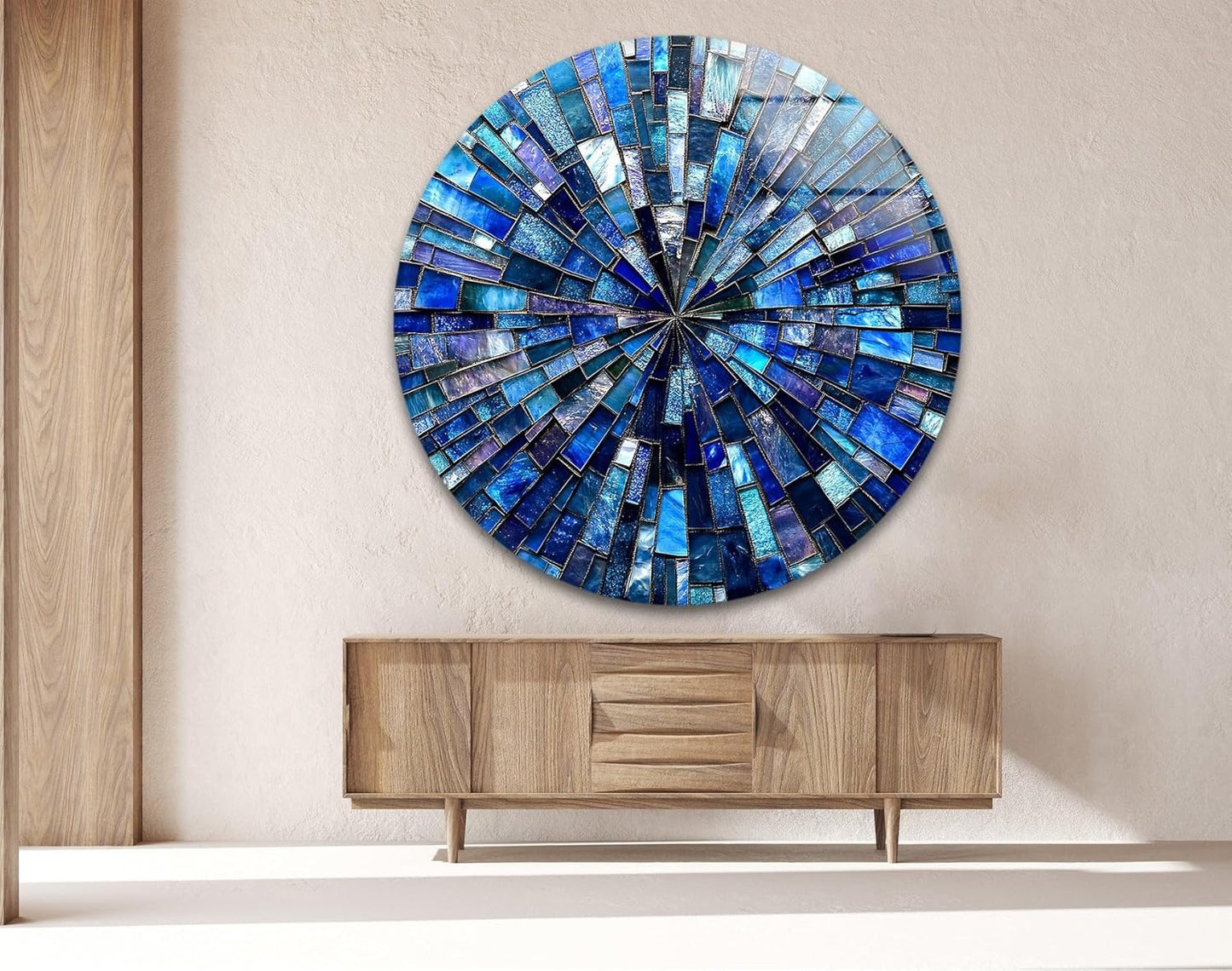 My Photostation.com 24''(60cm) Diameter Radiant Mosaic Burst Round Glass Wall Art Tempered Glass Printing Wall Decor Large Wall Art Wall Hangings