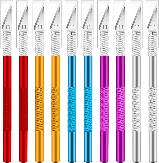 10 Pack Exacto Knife Set, Precision Craft and Hobby Knife for DIY Projects, Scrapbooking, Pumpkin Carving, and Art Cutting