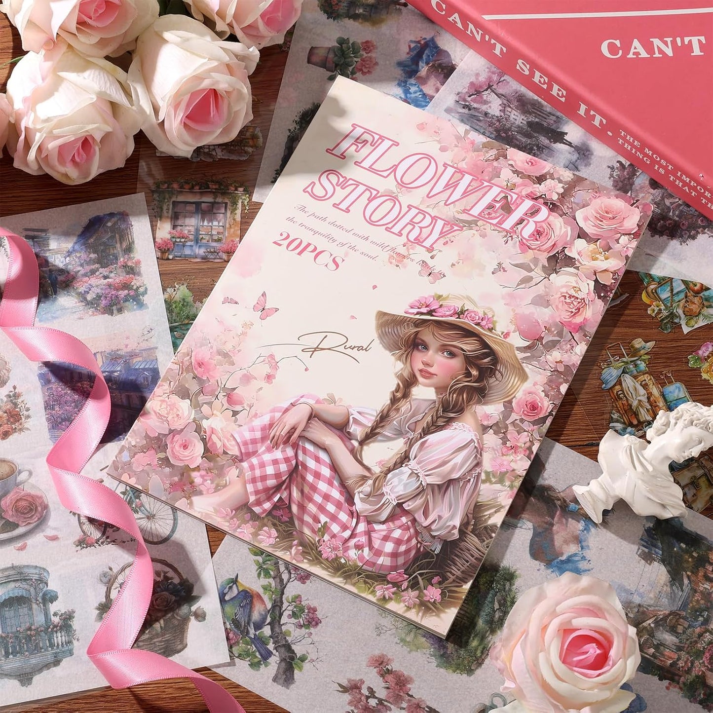 Scrapbook Stickers 20 Sheets 240 Pre-Cut Washi Stickers for Journaling PET Transparent Book Sticker Decorative or DIY Paper Crafts Arts and Crafting Projects