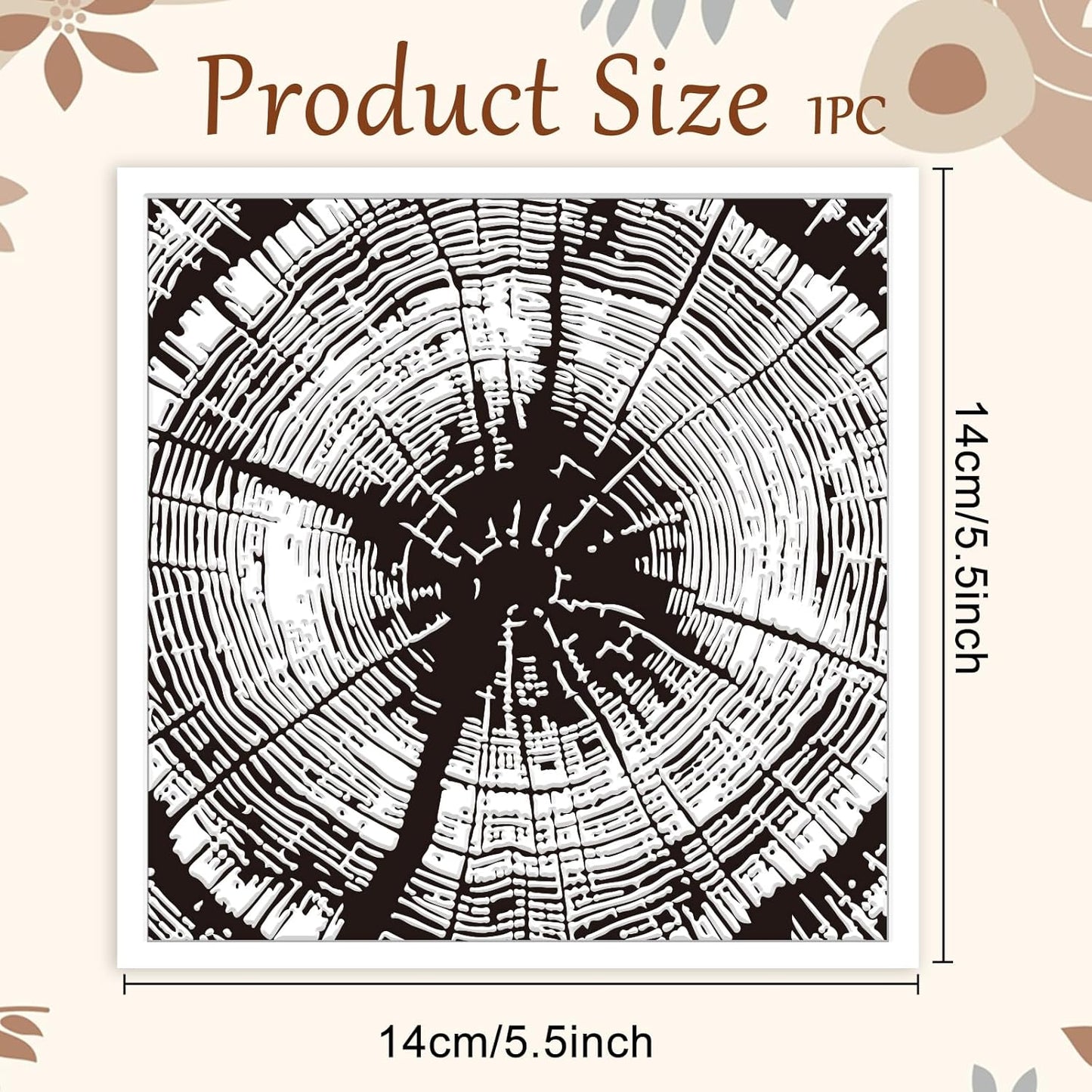 CHGCRAFT Tree Rings Polymer Clay Texture Sheets Tree Pattern Silicone Texture Stamp Clay Texture Mat Modeling Pattern Pad Sheets for Jewelry and Earrings Tools, 5.5x5.5 inch