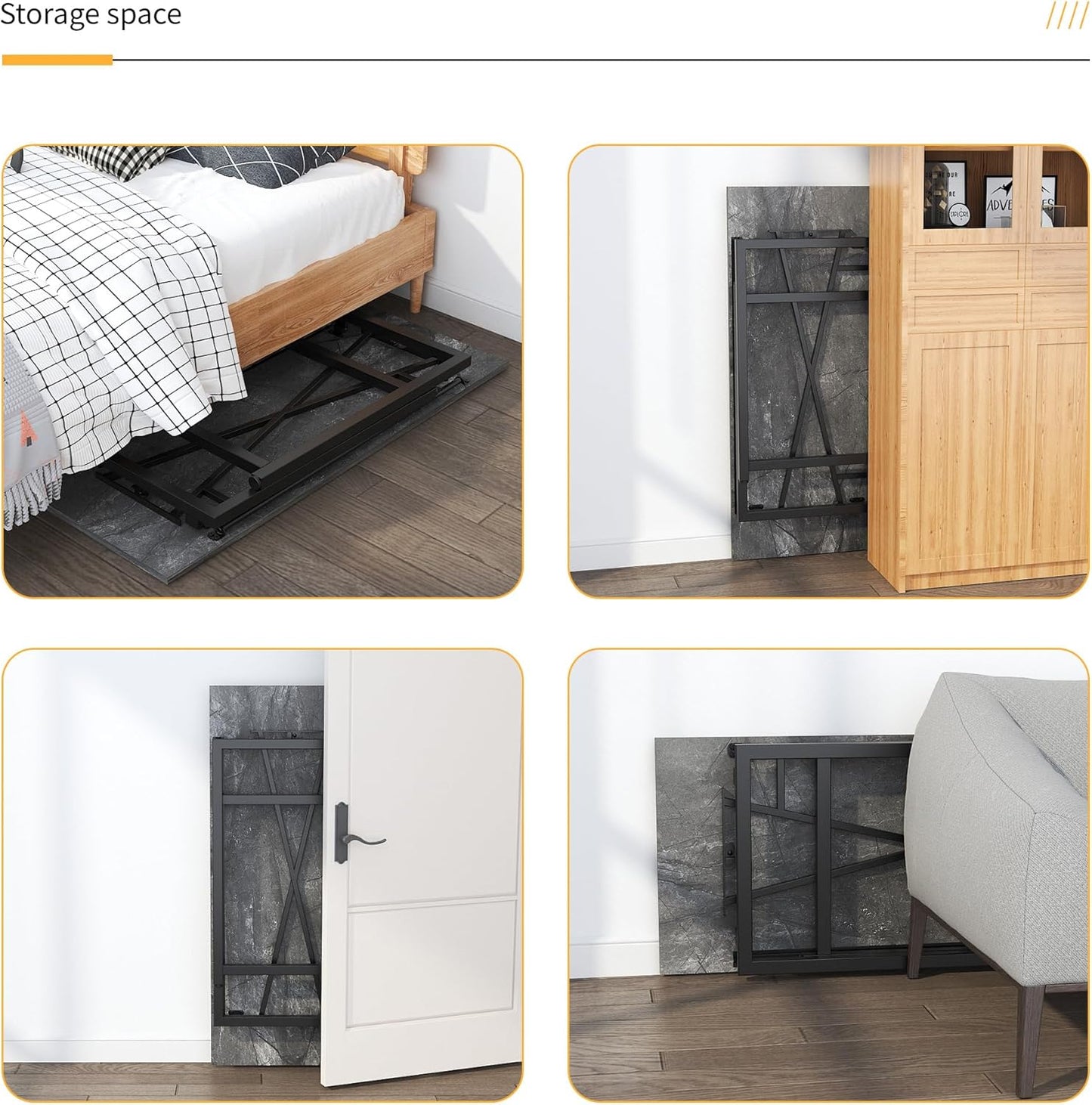 Folding Computer Desk 47 inch Writing Gaming Computer Camping Table, No Assembly Required Home Office Desk, Grey