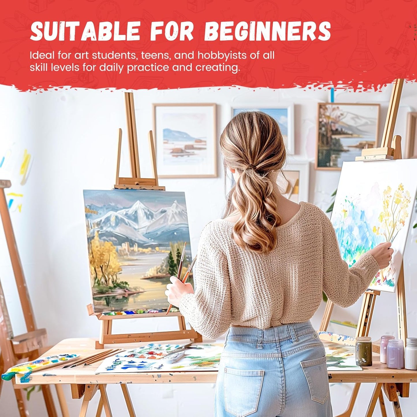 Simetufy 12 Pack 12x16 Inch Large Canvas Boards for Painting Flat Canvas Panels, Gesso Primed Acid-Free 100% Cotton for Acrylic Oil Watercolor Tempera Paint