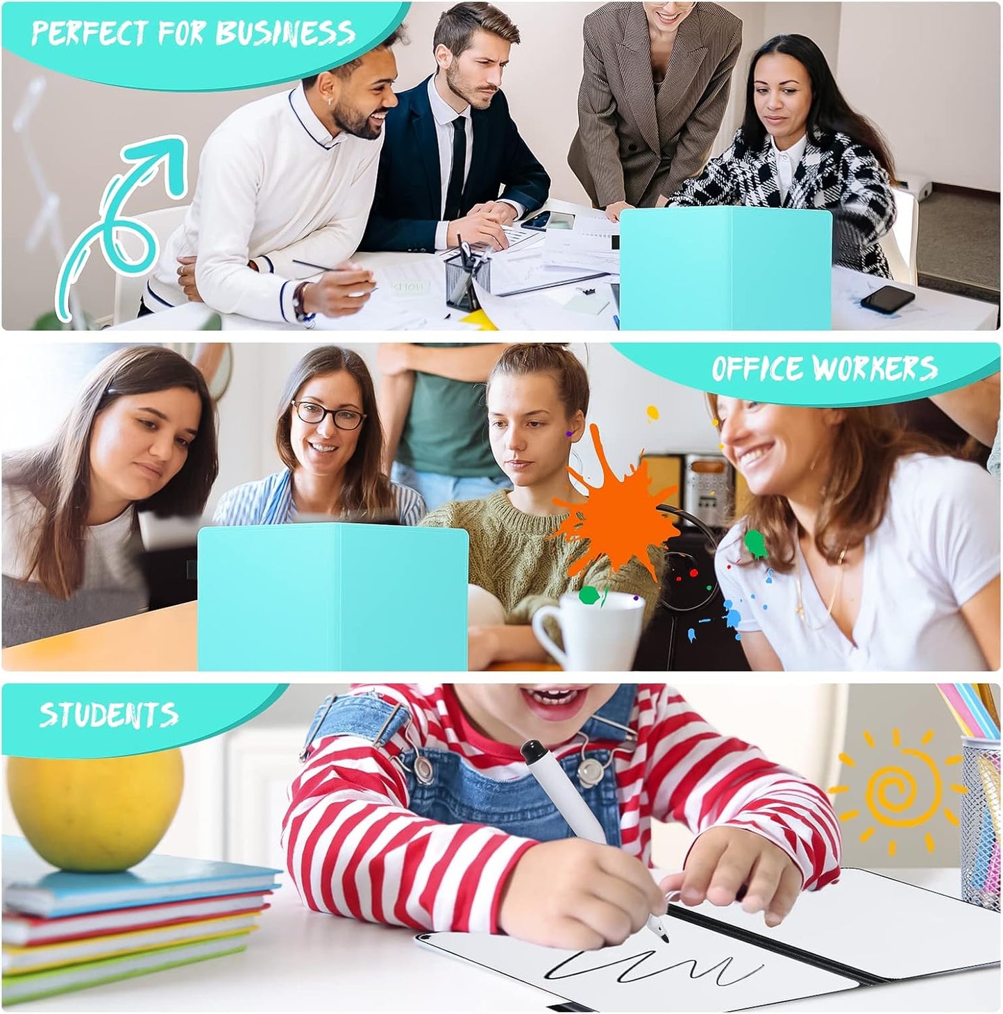 AGM Portable White Board Dry Erase, Double Sided Folding Whiteboards with Pen, Small Dry Erase Board for Study, Meeting, Doodling, Planning, Mint Green