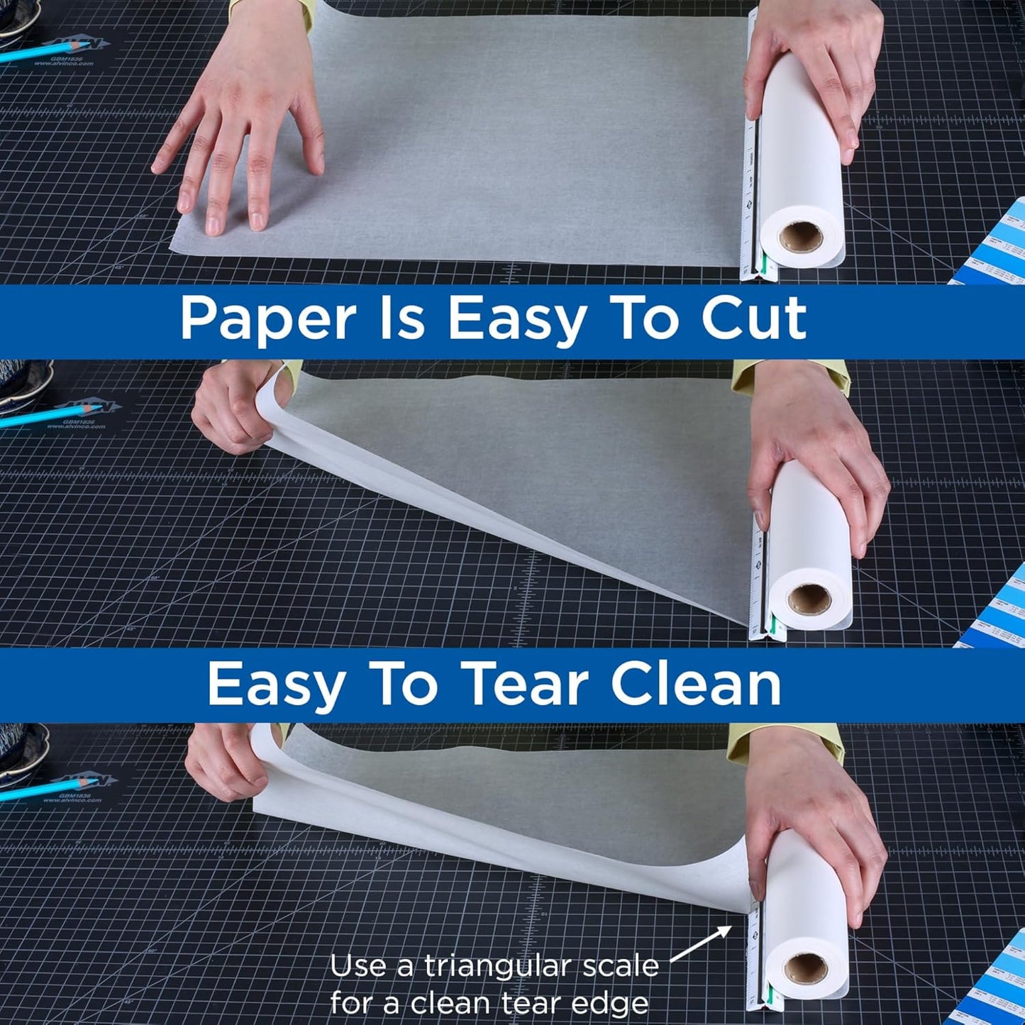 ALVIN 55W-A Lightweight Tracing Paper Roll, White, Suitable with Ink, Charcoal, Felt Tip Pen, for Sketching or Detailing - 12 Inches, 20 Yards, 1-inch Core