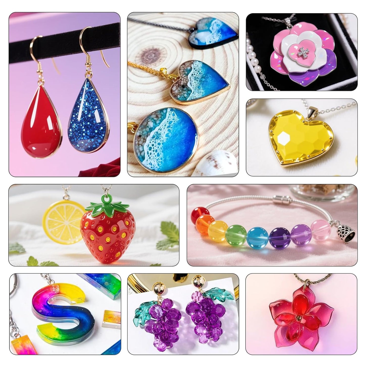 JDiction 15 Colors UV Resin, Odorless Hard Solid Colored UV Resin for Jewelry Making, Casting and Coating, Crafts and Decoration(20g Each)