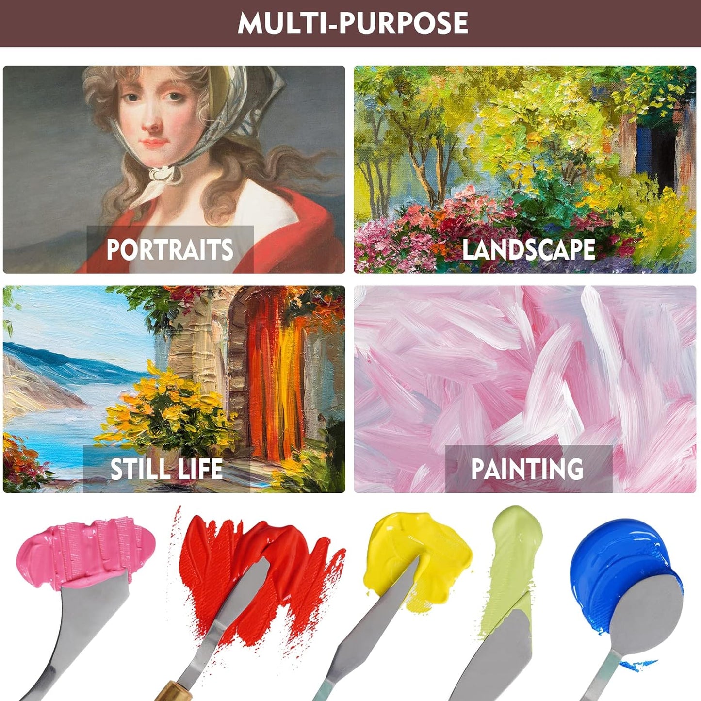 CONDA Palette Knife Painting Stainless Steel Spatula Palette Knife Oil Paint Metal Knives Wood Handle