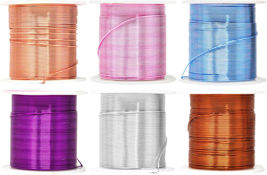 Mandala Crafts 22 Gauge Anodized Aluminum Craft Wire for Jewelry Making - 450 FT Colored Flexible Silver Copper Purple Pink Brown Ice Blue Wire - Bendable for Bonsai Armature Crafting Sculpting