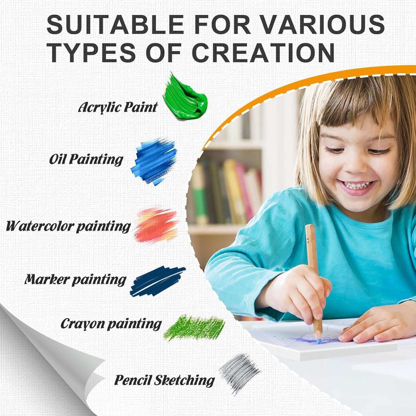 ESRICH Small Stretched Canvas for Painting 6x6 inch, 2/5''Profile Art Primed 8 Pack Canvases for Painting, Cotton Small Professional Blank Paint Canvas for Kids and Art Supplies, for Acrylics, Oils.