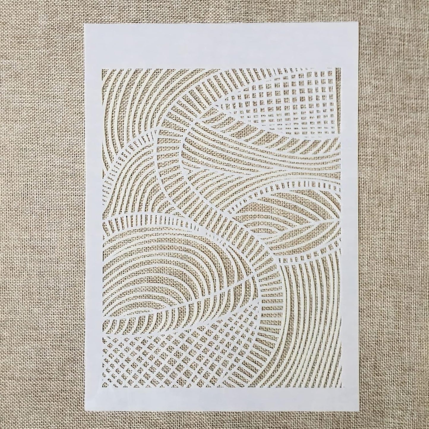 TIAMECH 6 Pcs A4 Reusable Geometric Stencils for Painting - Hollow Leaves & Abstract Curve Lines Texture Layering Templates, DIY Wall Art, Furniture, Scrapbook & Crafts