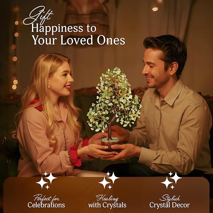 Green Jade Stone - Tree of Life, Bonsai Jade Tree, Crystal Tree, Artificial Trees, Green Jade Healing Money Tree, Crystal Money Tree, Chakra Gifts