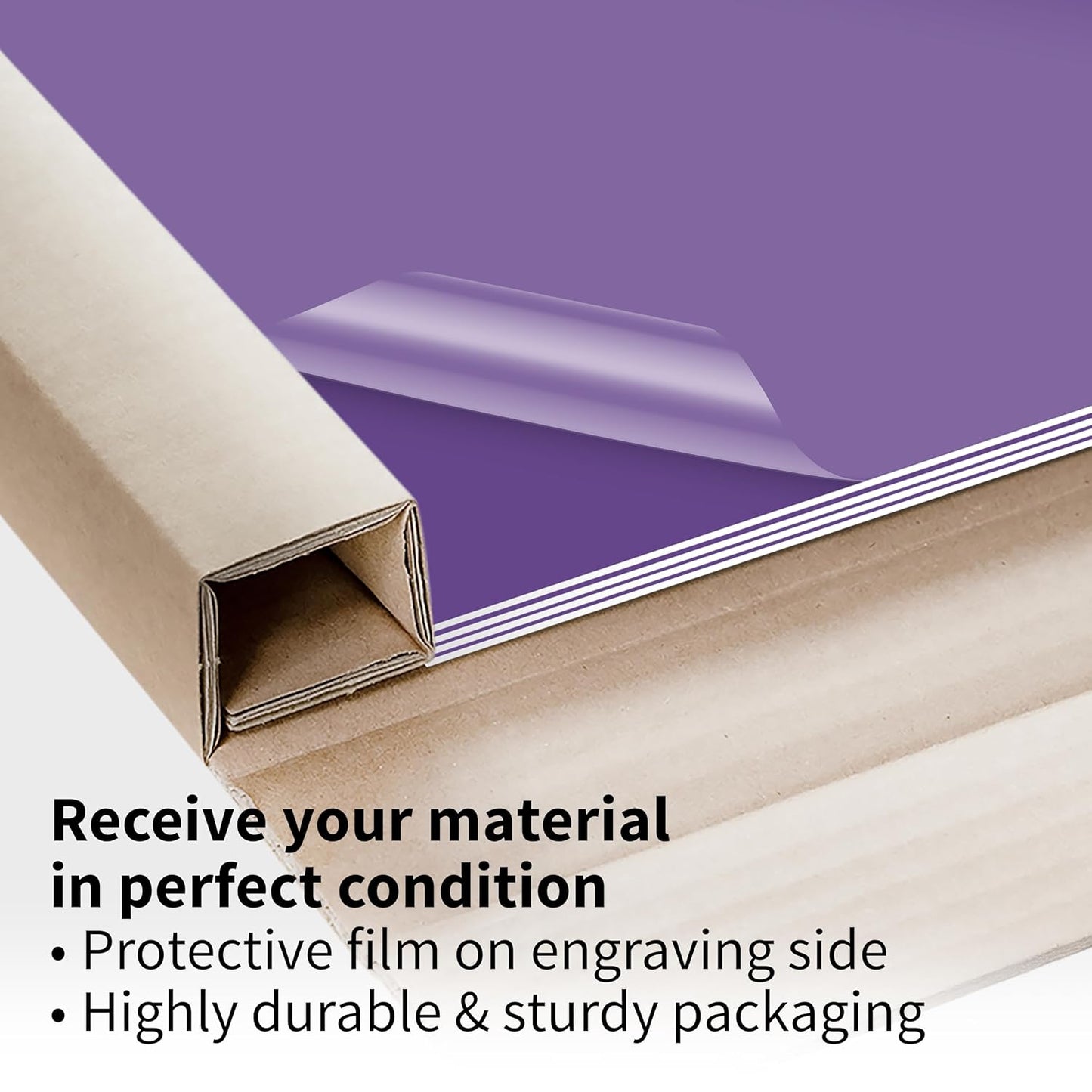 Trotec TroLase | 12"x24"x1/16", 4 Pcs | Purple/White | 2 Ply | Modified Acrylic | Laser Engraving Double Color Plastic Sheet | Engraving Blanks for Laser, Saw, Guillotine | Made in USA