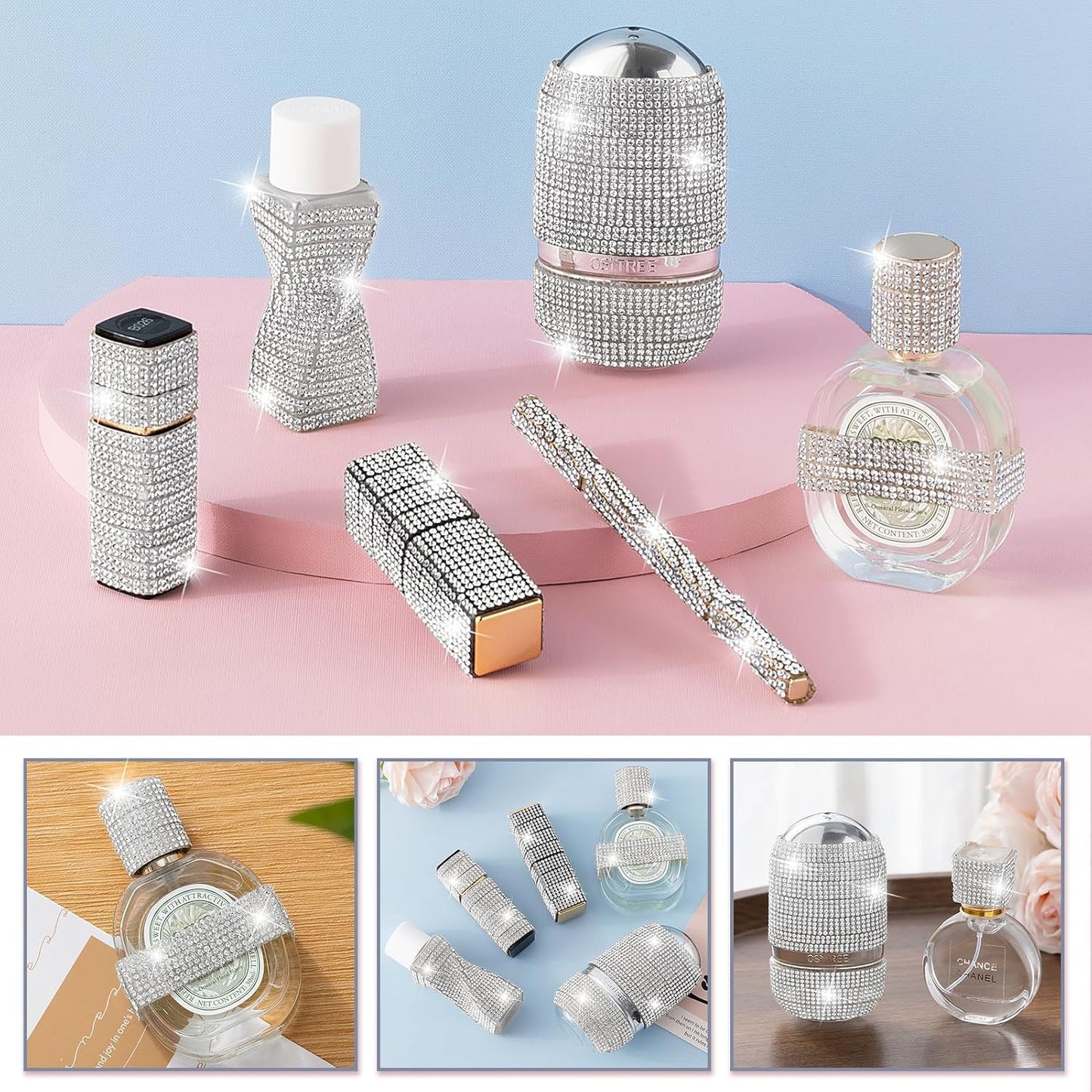 Rhinestone Ribbon Self Adhesive Crystal Rhinestone, 6-Yard Bedazzling Strips, 6-Rolls Rhinestones Strips for DIY Craft, Rhinestones Tape Self Adhesive, Transparent Crystal Color