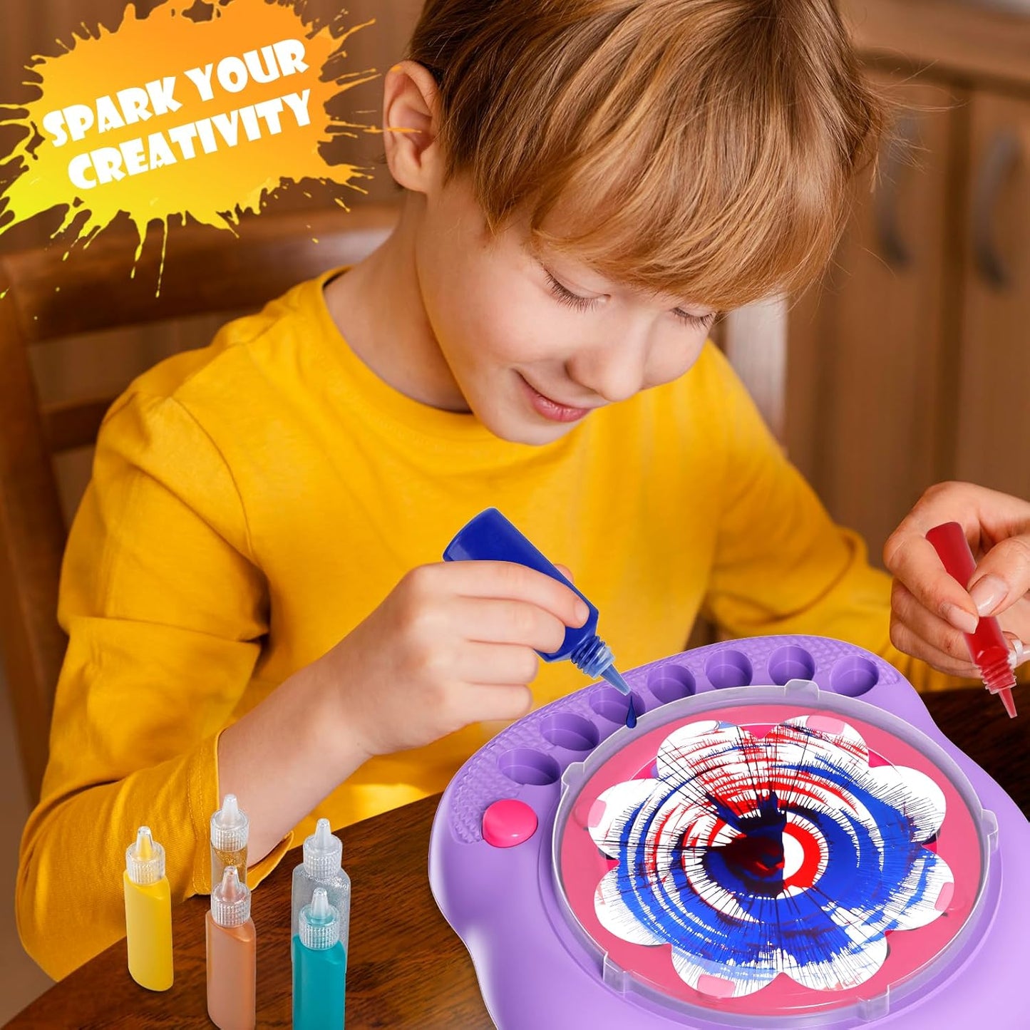Hewaurorion Paint Spin Art Machine Kit for Kids, Arts & Crafts Painting Spinner Toys Kits Sets for Boys & Girls Ages 6 7 8 9 Year Old Purple