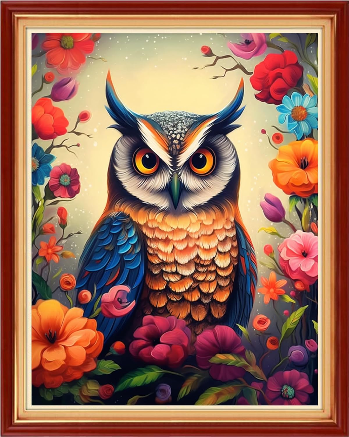 Cross Stitch Kits for Beginners Stamped Cross-Stitch Supplies Needlework preprint Embroidery Kits for Adults DIY Needlepoint Kits Embroidery Patterns 11CT-Owl Flower 16x20 inchs