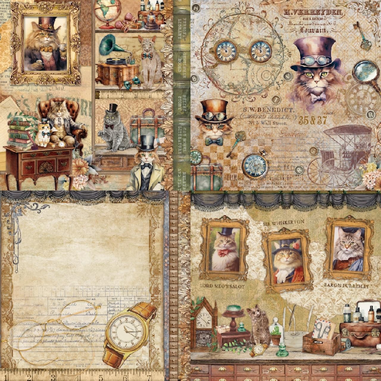 24 Sheets Cat Decorative Scrapbooking Paper Pad 6x6 Craft Paper Single-Side Card Making Supplies for Junk Journal, Origami, Holiday Journaling