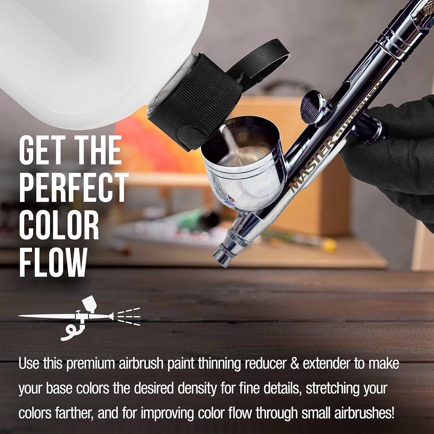 U.S. Art Supply 16-Ounce Airbrush Thinner Reducer and Extender Base for Acrylic Paints - Airbrush Paint Thinner, Reduces Viscosity, Improves Flow, Thins Acrylic Pouring Paint