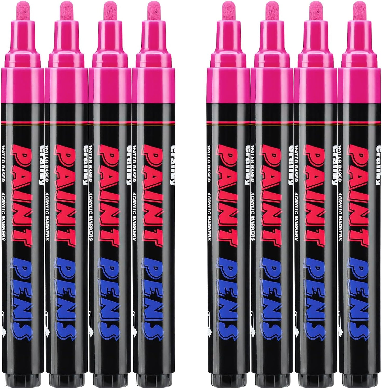 Pink Paint Pens Paint Markers - 8 Pack Permanent Quick Dry Waterproof Marker Pens for Rocks Wood Fabric Plastic Canvas Glass Mugs Metal Tire Stone