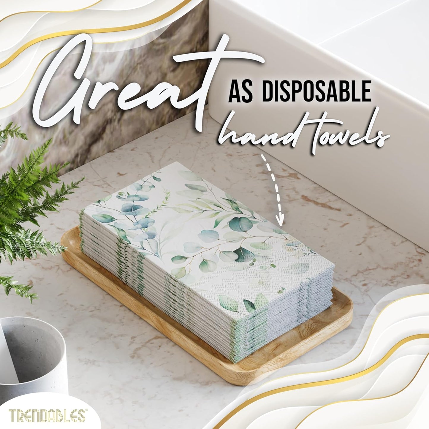Trendables Sage Green Napkins for decoupage 100 Pcs 3 Ply Eucalyptus Napkins Decorative Guest Towels Disposable Bathroom, Flower Design For Tea Party Decorations, Dinners & Weddings