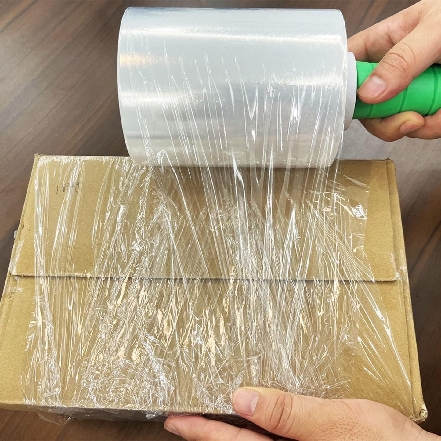 2-Pack Industrial Mini Clear Stretch Wrap Film 80 Gauge 5.1" 1000ft for Pallet Wrap with Plastic Handle,Durable Self-Adhering Packing,Moving,Packaging,Heavy Duty Shrink Film Chuangseed