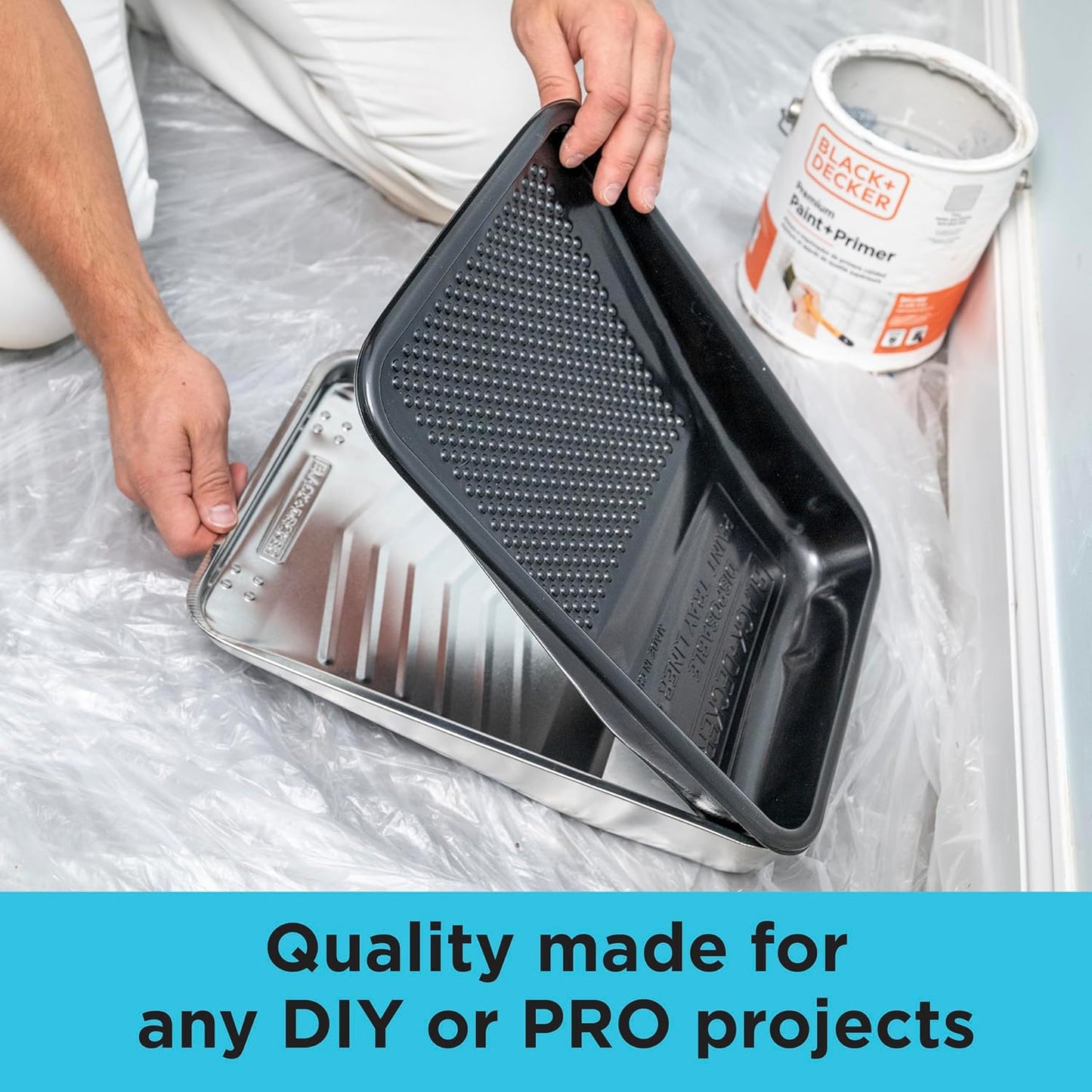 Black+Decker Paint Tray Liner - 10 Pack: Convenient Disposable Liners for Easy Cleanup - Compatible with Standard Paint Trays - Ideal for DIY Projects and Professional Painting Jobs