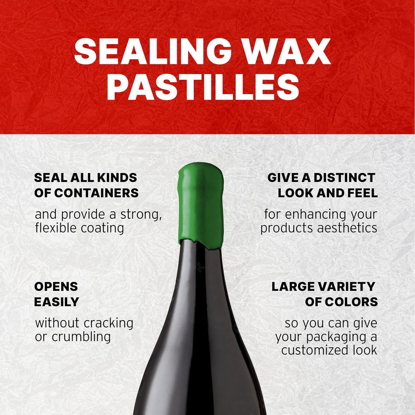 Blended Waxes, Inc. Bottle Sealing Wax, Pastille Wax Seal Beads For Wine, Beer, and Liquor Bottle Sealing, Seals Between 25-30 Bottles, 1 lb, Green Metallic