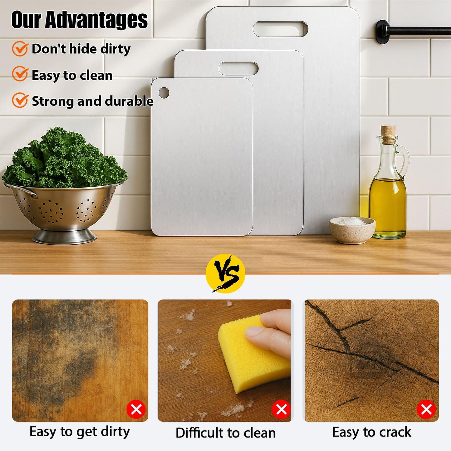 Titanium Cutting Board, 100% Pure Titanium Chopping Board for Kitchen, Hygiene & Durability Double Sided Cutting Board, Non toxic Chopping Board, Dishwasher Safe (18" x 12")