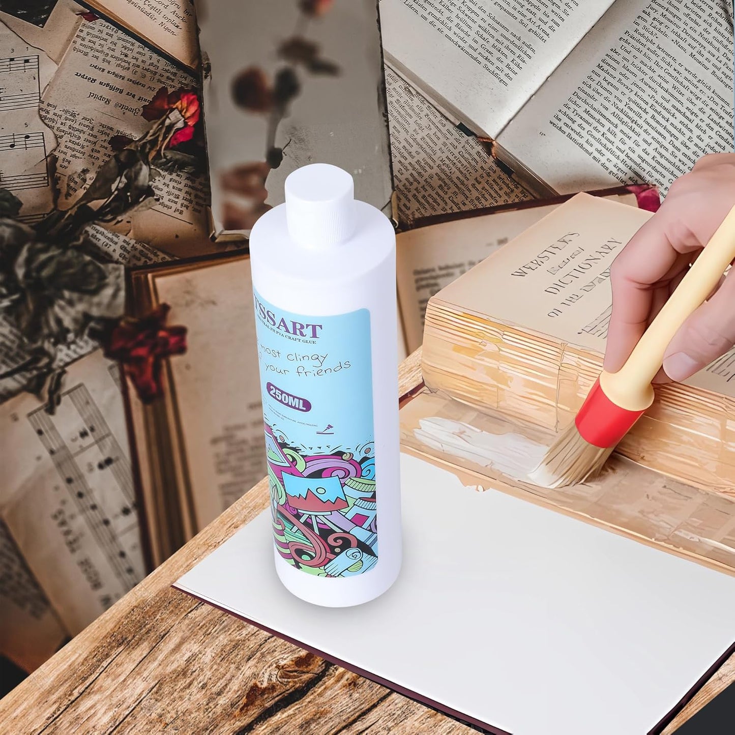 Neutral pH Craft Glue - 4.4floz Acid-Free PVA Formula Water Soluble Glue, Dries Clear and Flexible - Ideal for Arts, Paper, Photography, Scrapbooking and Book Binding - Flip Cap