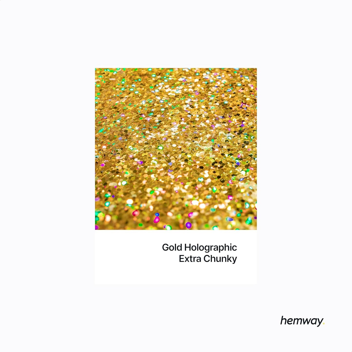 Hemway Polyurethane & Epoxy Resin Glitter 100g / 3.5oz Metallic Crystal Flake Additive for Flooring Jewelry Tumblers Glass Pigment - Extra Chunky (1/24" 0.040" 1mm) - Gold Holographic