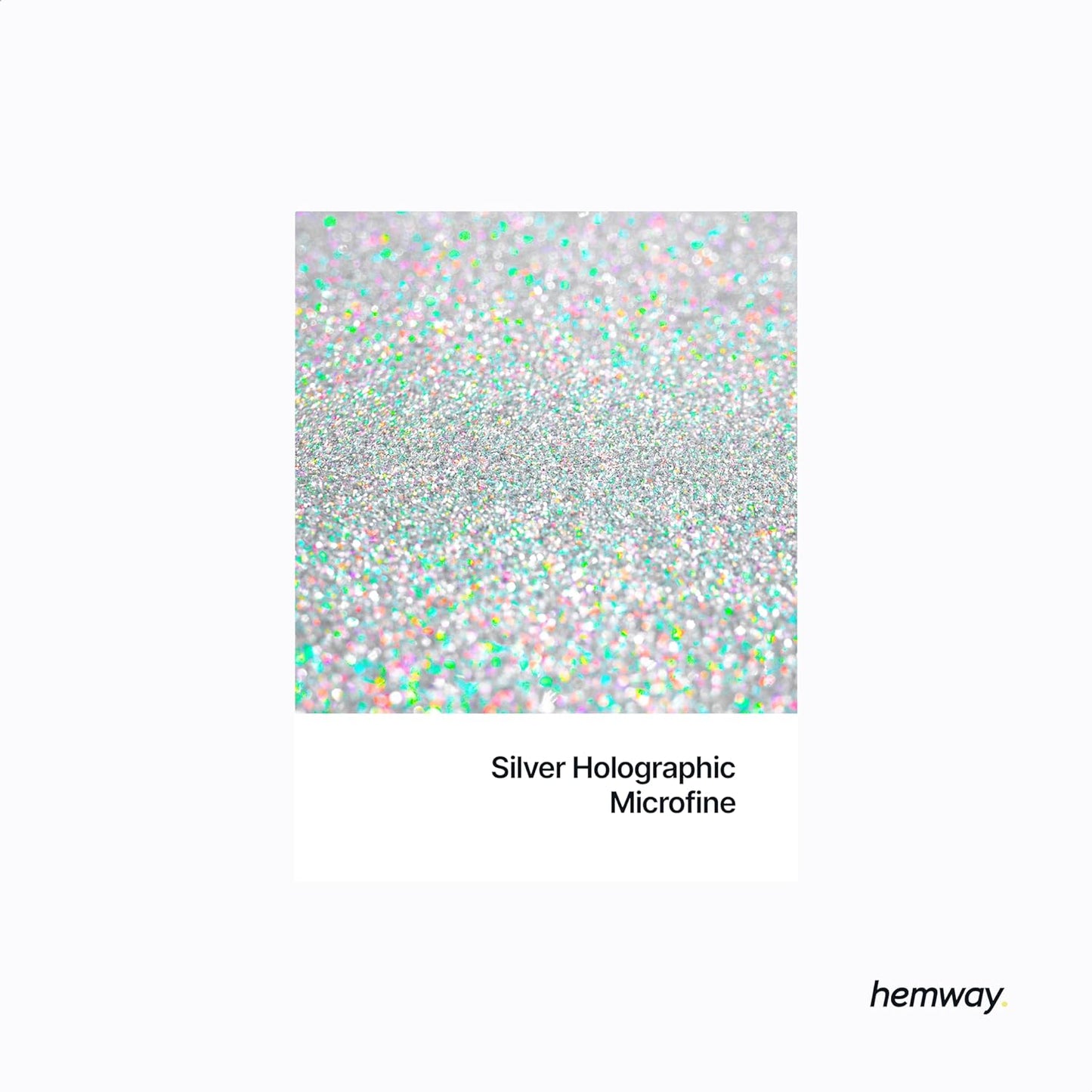 Hemway Polyurethane & Epoxy Resin Glitter 100g / 3.5oz Metallic Crystal Flake Additive for Flooring Jewelry Tumblers Glass Pigment - Microfine (1/256" 0.004" 0.1mm) - Silver Holographic