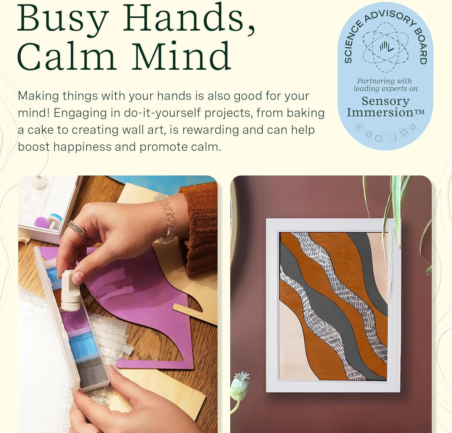 Lifelines FlowCrafts, Layered Wooden Wall Art - Framed Art Piece with 9 Layers, 5 Paint Colors, 9 Adhesive Patterns & Picture Frame - Sensory Arts & Crafts Kit for Teens & Adults - DIY Wall Décor