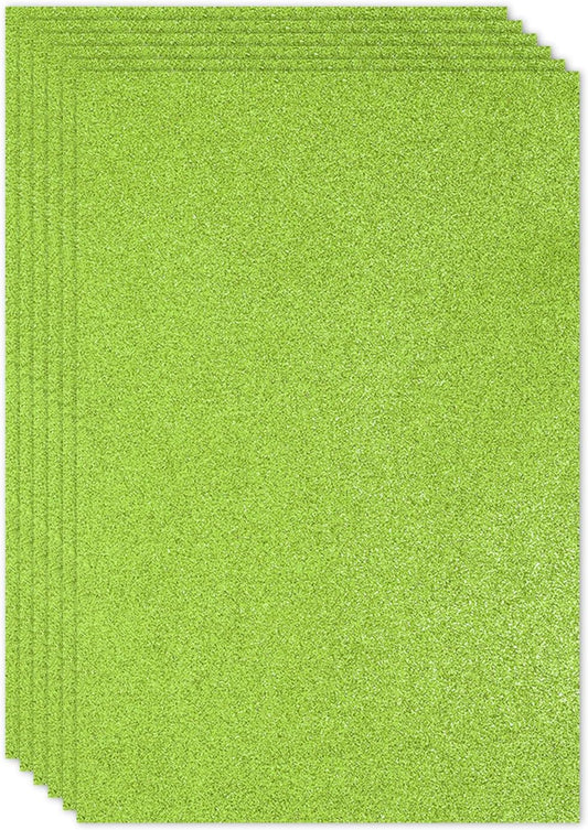 PATIKIL 2mm(1/10") Thick Non Adhesive Glitter Foam Sheet 16x24inch(40x60cm) Green, EVA Shiny Foam Board for Craft, 6 Pcs