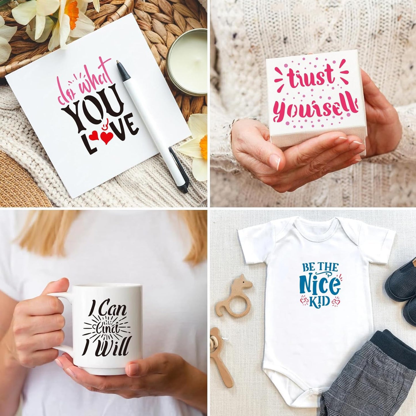 65Pcs Small Stencils for Painting on Wood Reusable, 3 Inch Reusable Stencil for Craft Ornament Paint Template Stencils for Wall Card Rock Wood Signs Coasters Canvas Home Decor (Bible Words)