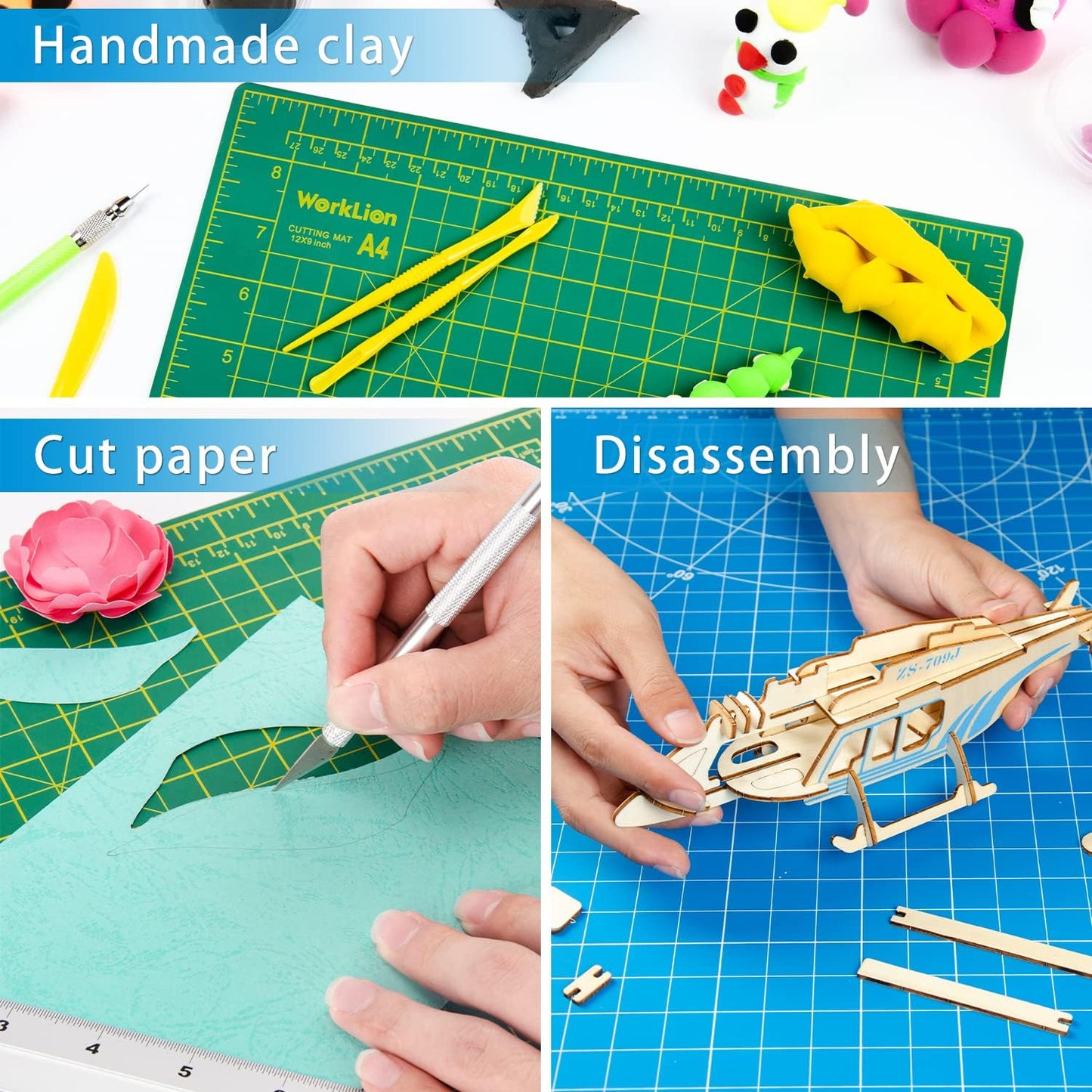 WORKLION Full 9" x 12" Art Self Healing PVC Cutting Mat, Double Sided, Gridded Rotary Cutting Board for Craft, Fabric, Quilting, Sewing, Scrapbooking Project…