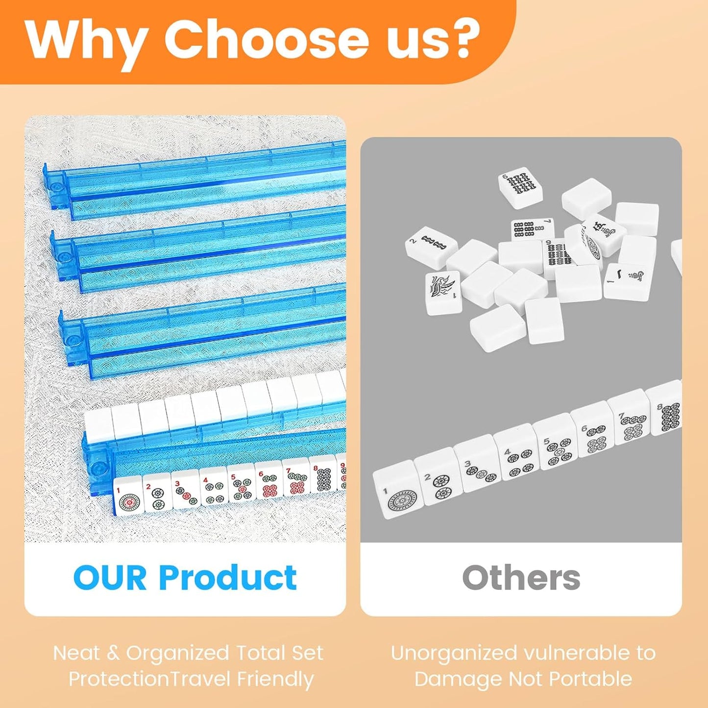 Mahjong Racks with Pushers,Blue Acrylic American Majiang Tile Racks,Imports Modern Mahjong Racks with Built-in Pushers- Set of 4