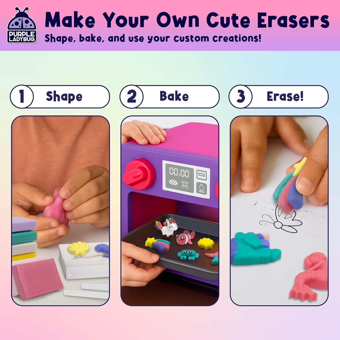 Eraser Lab DIY Clay Mini Cute Eraser Kit for Girls - Unicorn & Mermaid Theme - Fun Craft Activity for Girls Aged 4 5 6 7 8 9 10, Perfect Back to School Supply, Ideal Christmas & Birthday Gift Idea