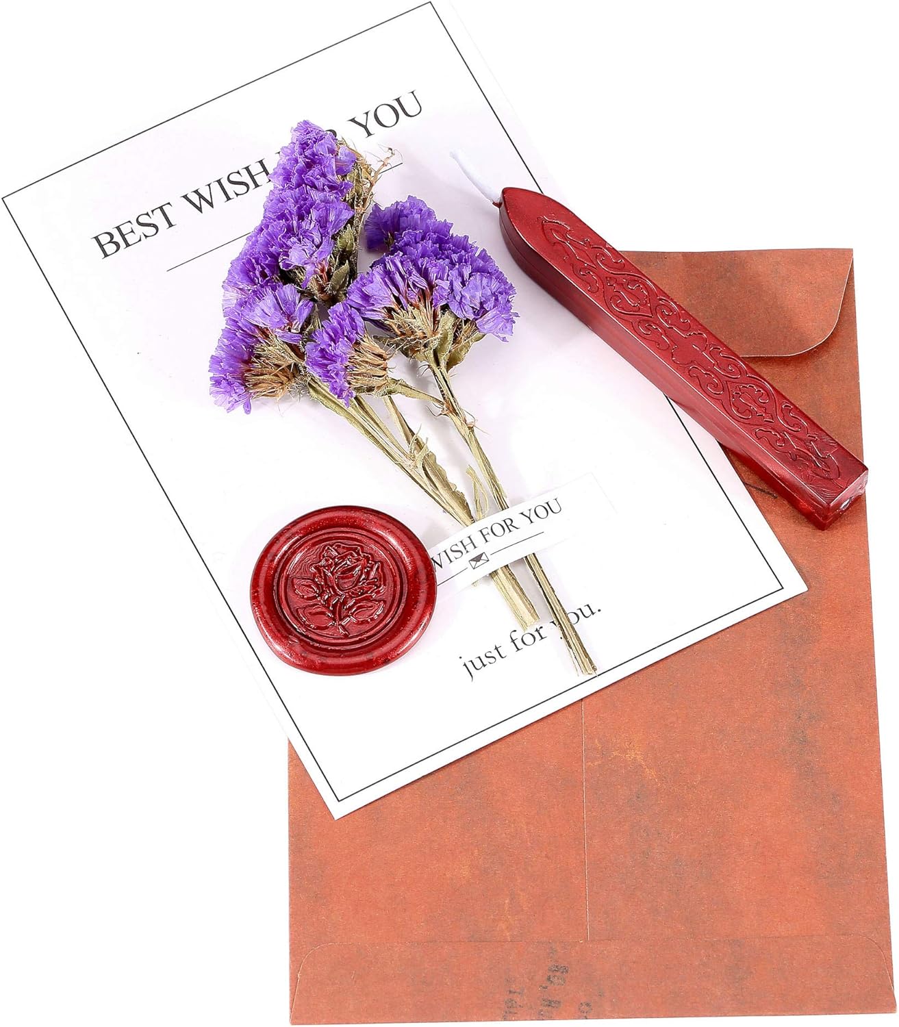 Yoption 5 Pcs Metallic Red Sealing Wax Sticks with Wicks for Wax Seal Stamp, Wedding Invitations, Envelopes, Gifts Sealing