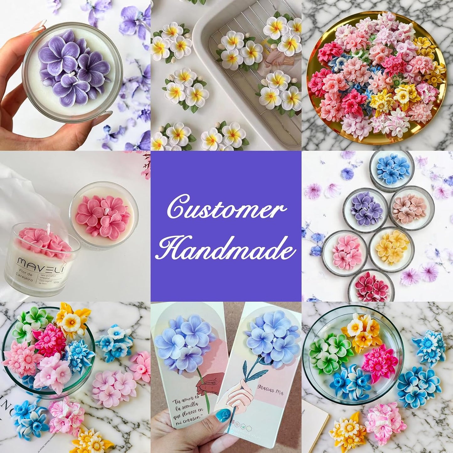 4PCS Flower Silicone Mold 3D Cute Flower Resin Candle Molds for Candle Making Sun Flowe Daffodils Petunia Plumeria Flowe Silicone Mold Resin Aromatherapy Gypsum Wax Soap Clay Craft