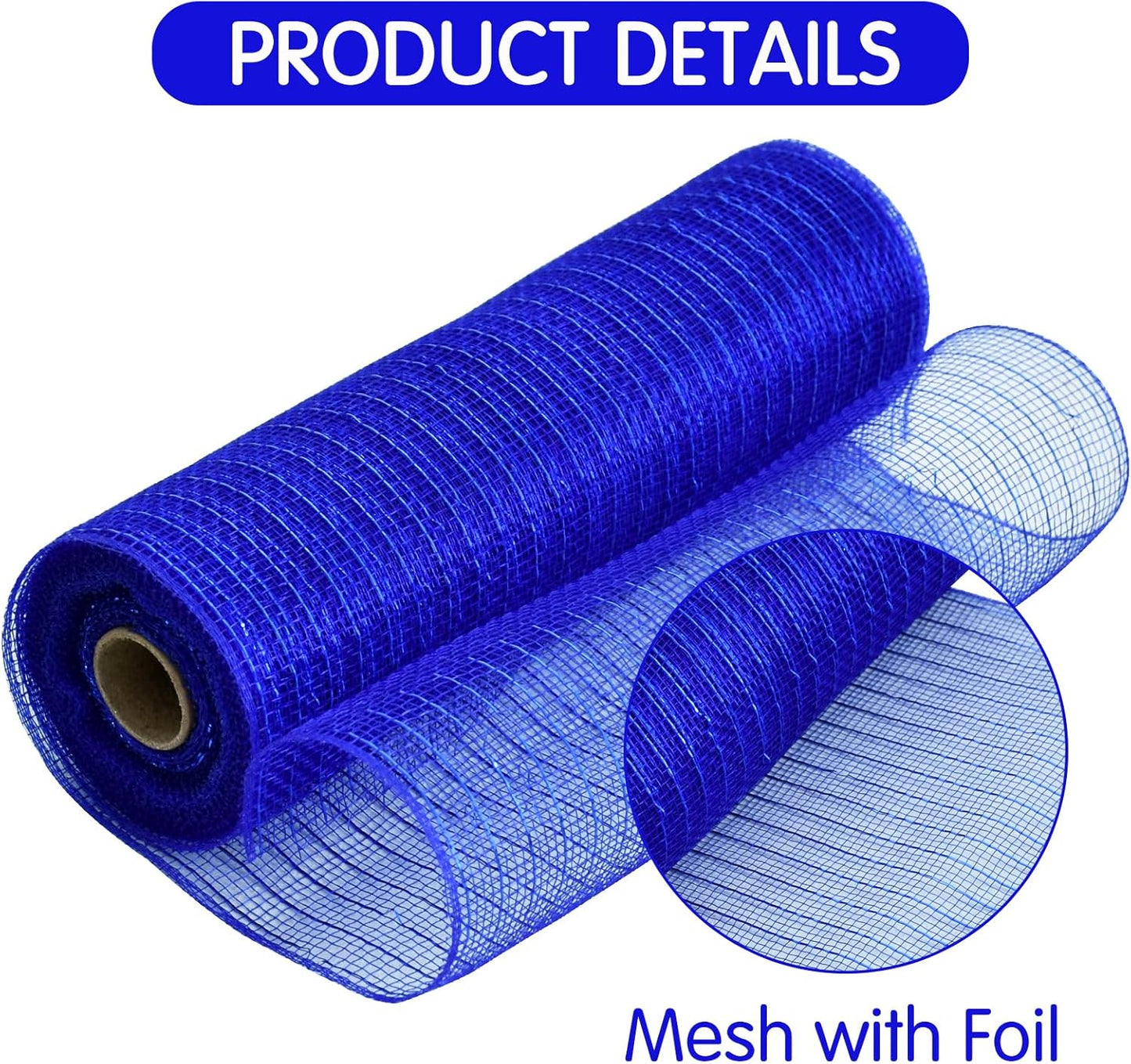 TONIFUL 4 Rolls 10 Inch Blue/Silve/White Decorative Mesh Ribbbon Rolls, for Wreath Supplies Front Door Wreath Craft Tree Decor Christmas NewYears Blue Decoration (30ft/roll, 120ft/Set)