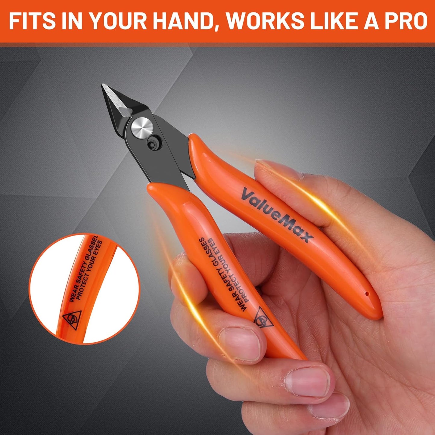 ValueMax Flush Cutters 12 Pack, 5" Micro Precision Side Cutter Pliers Spring-loaded, Small Diagonal Cutters for Jewelry Making, Electronics, Zip Ties, Model Craft