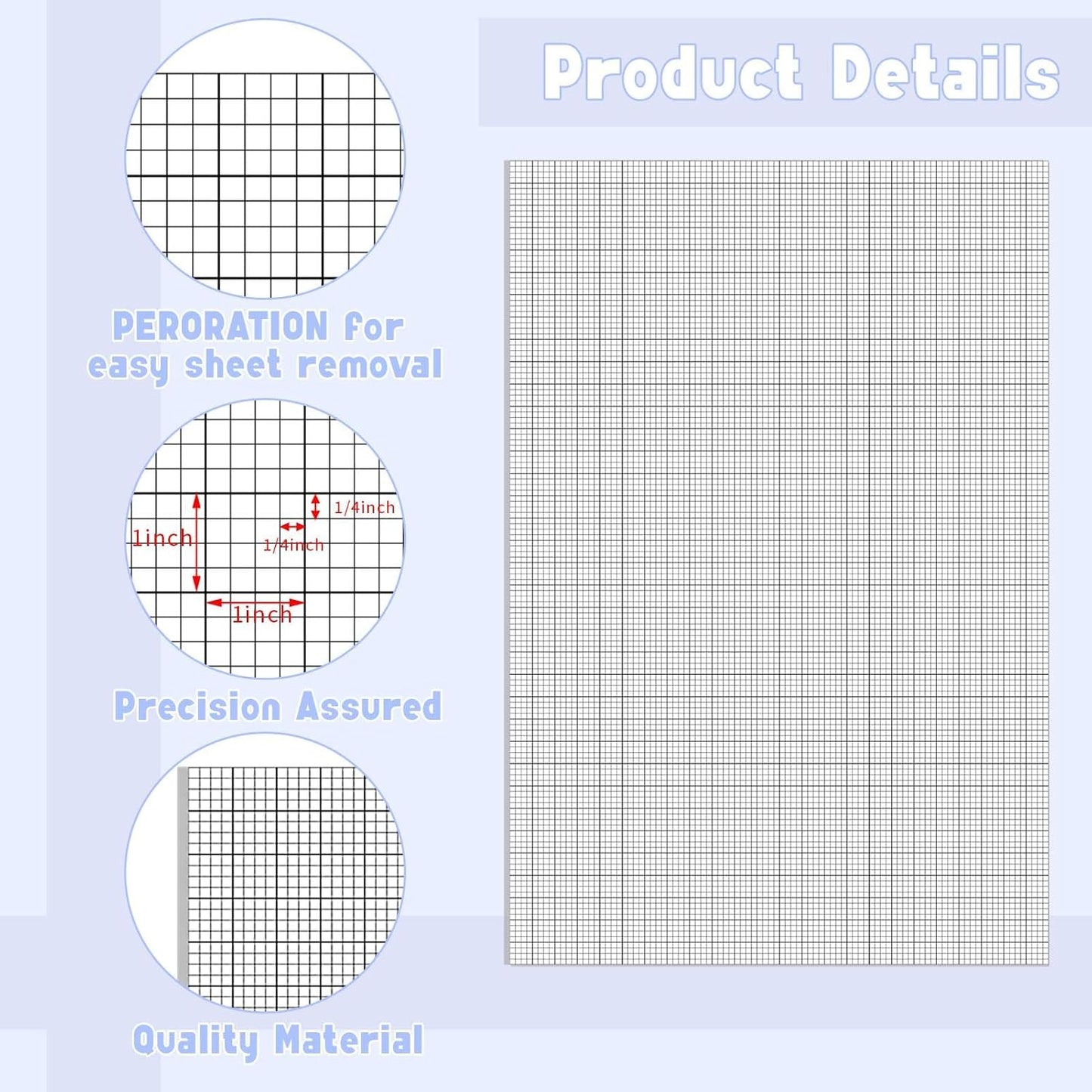 30 Pack 24" x 36" Large Graph Paper Bulk Graph Paper Pad Large Grid Paper Sheet Graph Paper Grid Paper Graph Paper for Drafting Engineering Blueprint Drawing Architect Designer Mathematician