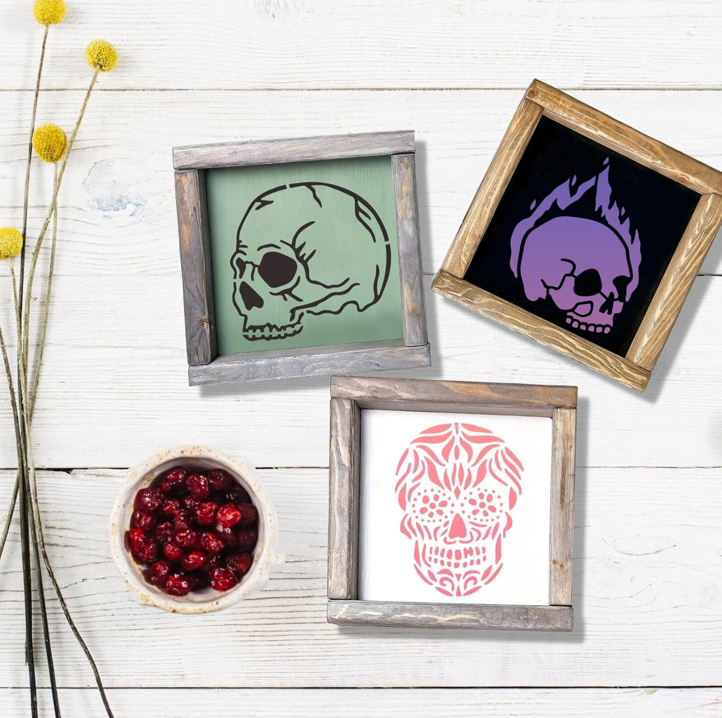 Skulll Stencils for Painting 3inch Reusable Skulls Stencil Template Paint Stencils for Painting on Wood Wall Card Fabrics