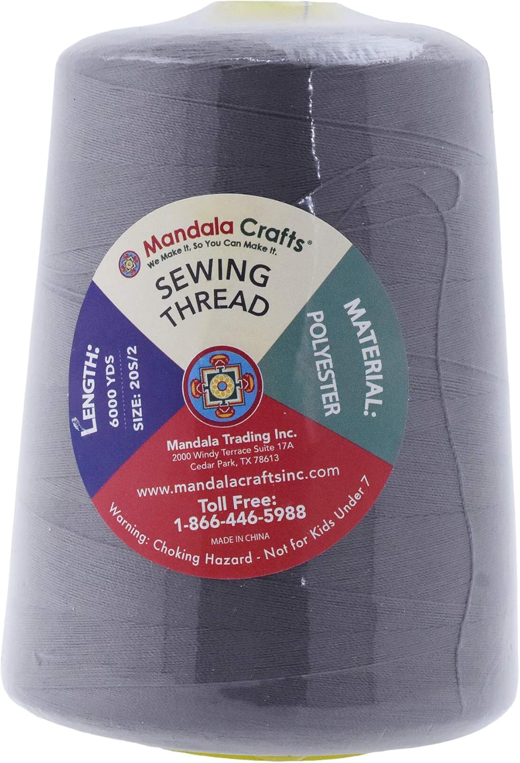 Mandala Crafts 4 Pack of Serger Threads Cones Spools - 20S/2 24000 Yards Polyester Taupe Threads for Sergers Machine and Overlock Quilting Sewing Machine