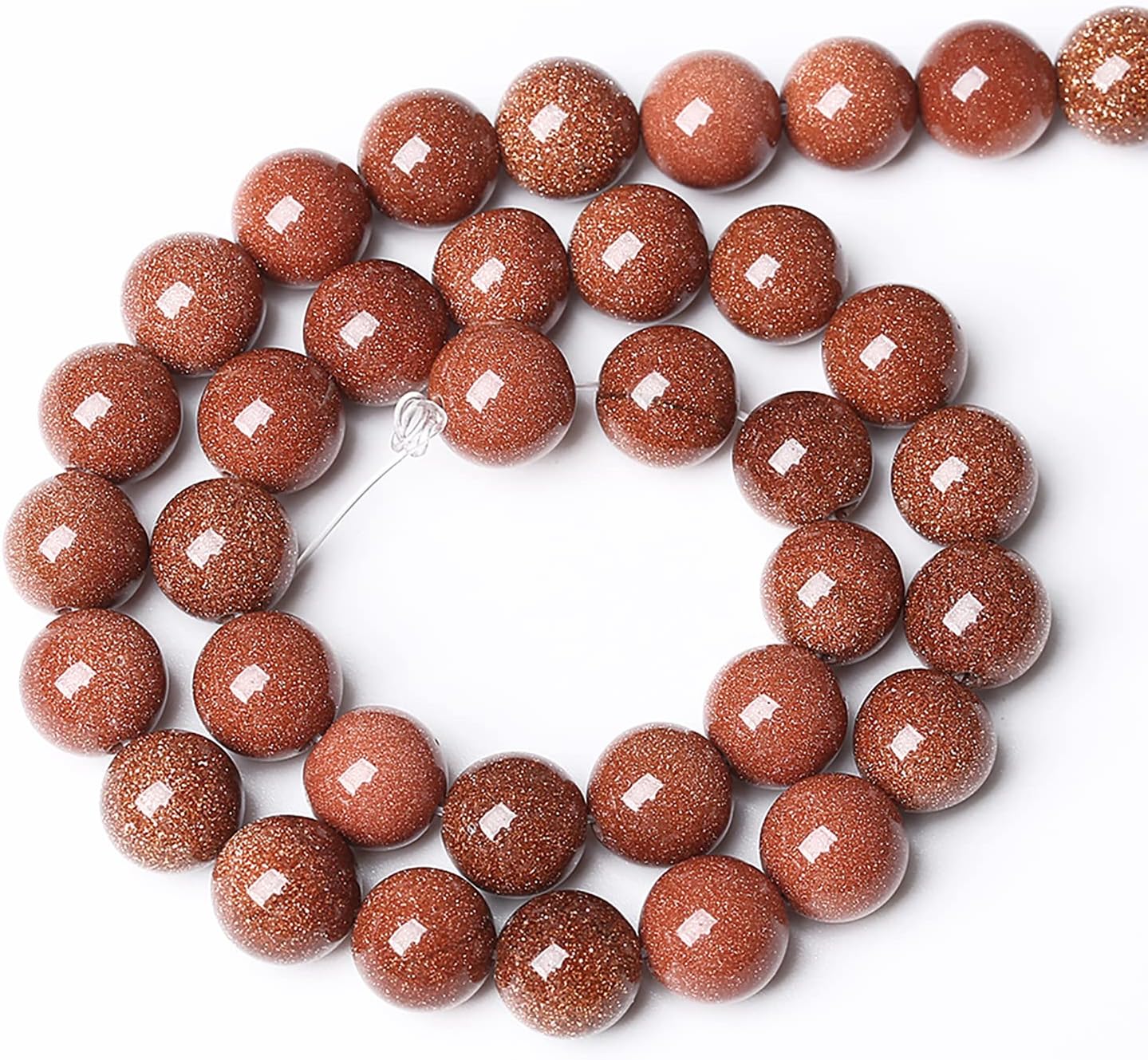46pcs 8mm Natural Gold Sandstone Beads Gemstone Round Loose Beads for Jewelry Making DIY Bracelet Necklace 15“