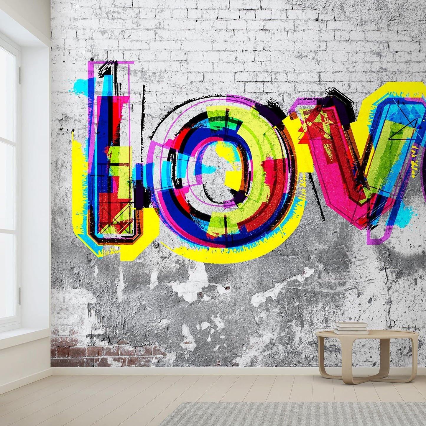 wall26 Wall Sticker/Wall Mural Colorful Graffiti, Not Peel and Stick, Non-Woven Wallpaper Decorative for Bedroom, Living Room, Office - 99x96 inches