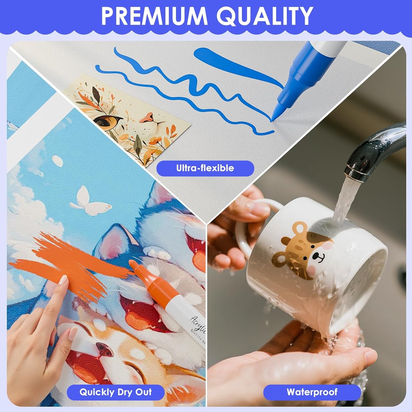 80 Colors Dual Tip Acrylic Paint Markers, Fabric Markers, Brush Tip Permanent Acrylic Paint Pens for Wood, Glass, Rocks, Paper, Coloring book,Ceramic,DIY Crafts for Adults,Kids and Art School Supplies