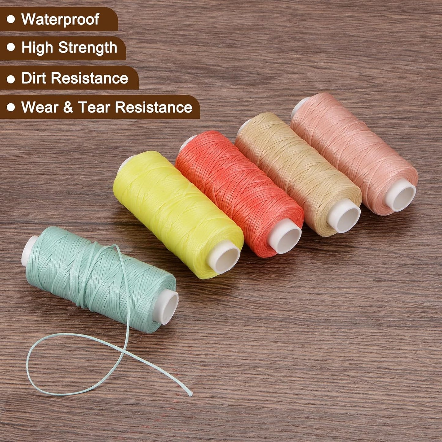 uxcell Leather Sewing Waxed Thread, 55 Yards / 50m 0.8mm 150D Flat Polyester All-Purpose Threads for Leather Crafts, Bookbinding, Turquoise