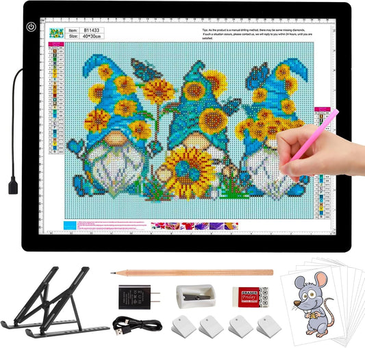 A3 LED Light Box for Tracing, elice Artist Drawing Lightbox Light Table Light Pad Light Copy Board, Up to 8000 Lux Super Bright Lightpad for Cricut Weeding Vinyl, Diamond Painting, Sketching (Black)
