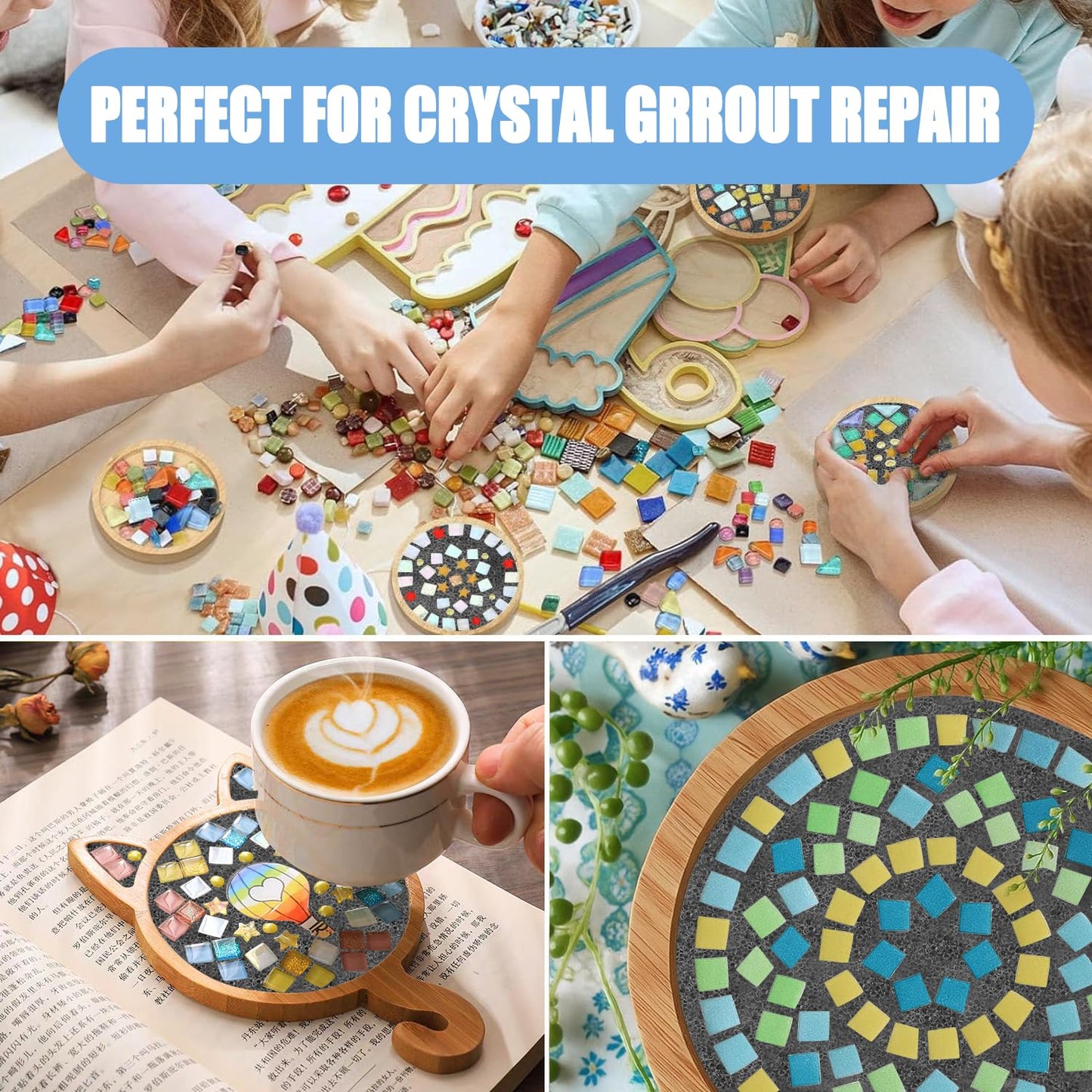 Mosaic Crystal Grout, Mosaics Tile Tools, Mosaic Tile Accessories – Essential for Handmade Grouting and Perfect for DIY Craft Projects (Gray, 4.5oz)