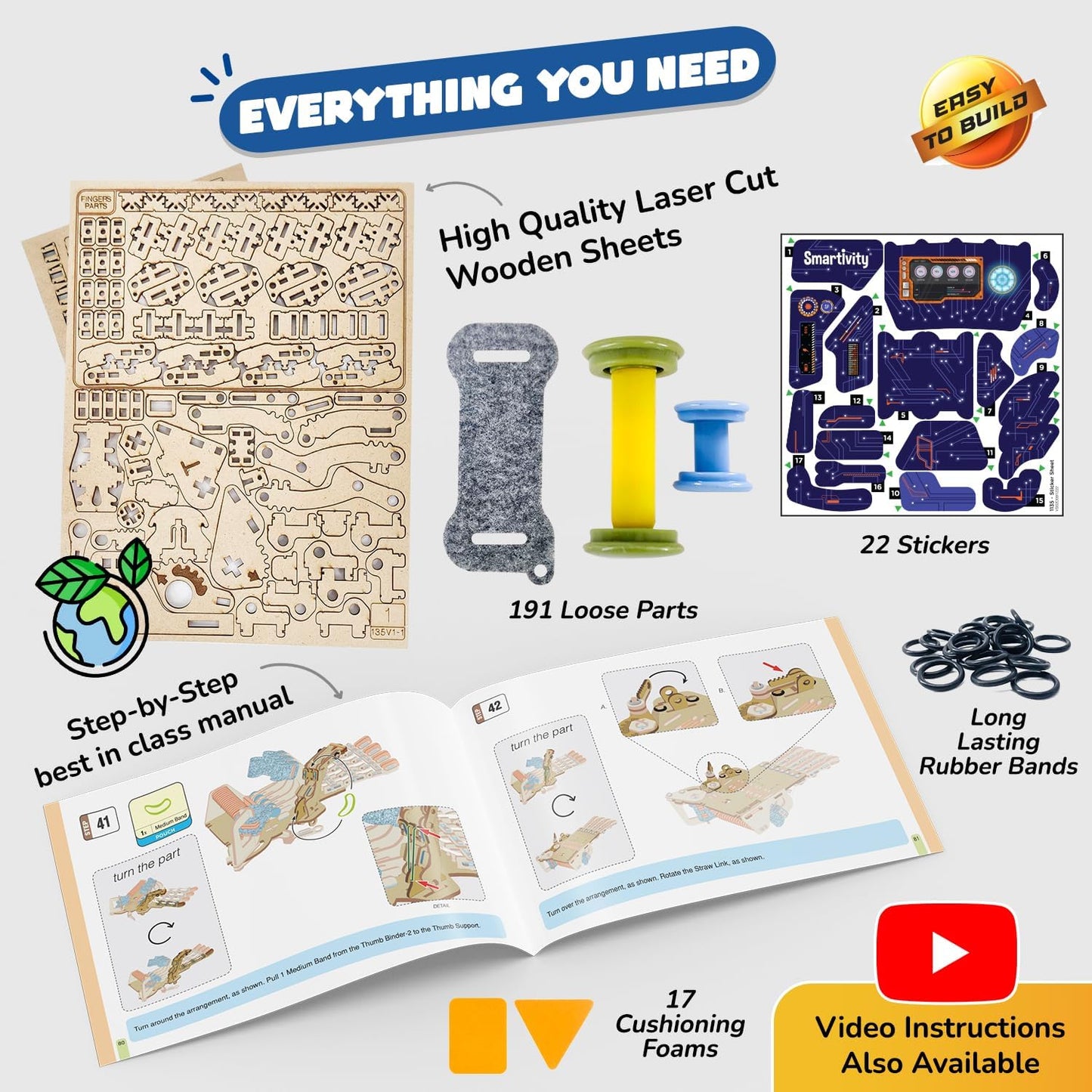 Smartivity DIY Robotic Mechanical Hand STEM Toy for Kids 8-9-10-11-12-13-14 Years Old | Parents Choice Award Winner I Birthday Gift for Smart Kids | Engineering Kit for 8-14 Years Old Boys & Girls