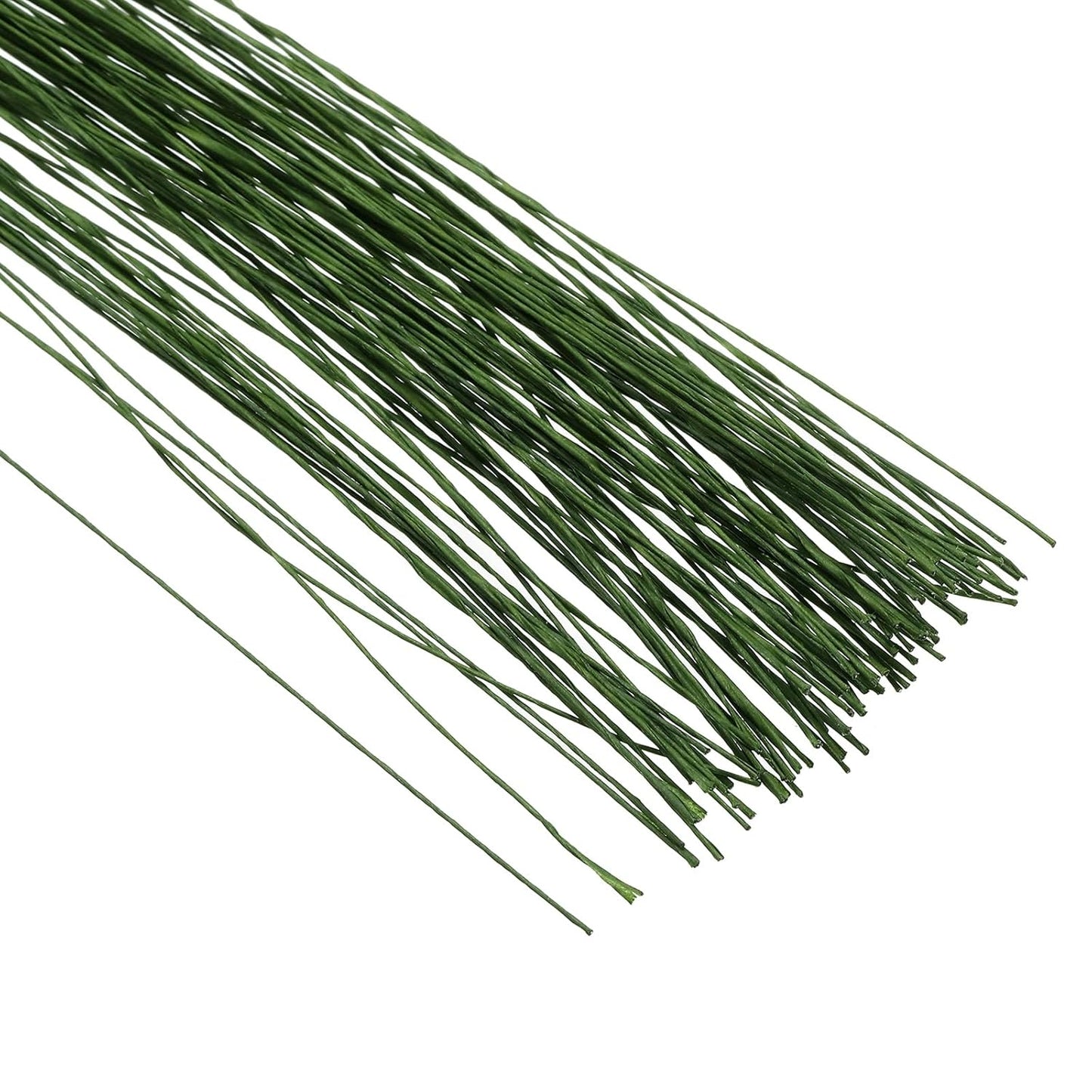 PATIKIL 28 Gauge 16" Floral Stem Wire, 100 Pcs Paper Wrapped Iron Artificial Flower Stem Accessories for DIY Bouquet Stem and Craft Decoration, Dark Green